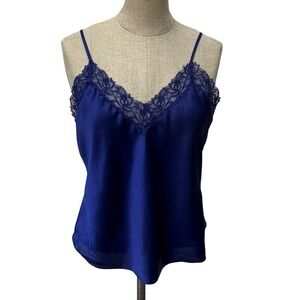 Vintage Victoria's Secret Gold Label Navy M Lace Cami Lingerie Silky Nightie 90s